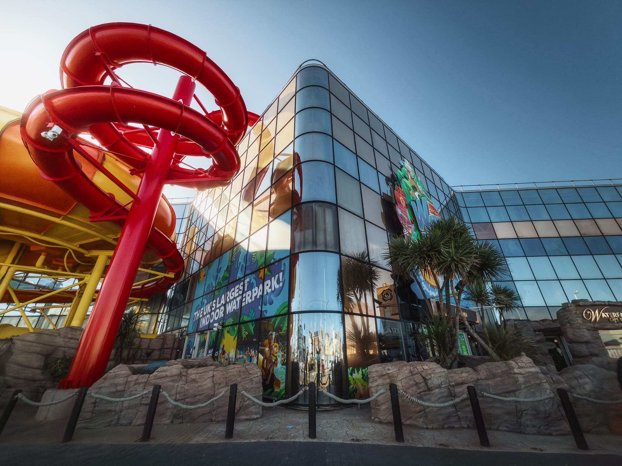 The colours and shapes of joy and excitement that is the Sandcastle Waterpark. Home of the world&rsquo;s longest indoor roller-coaster water slide, it was opened in 1986. It&rsquo;s the UK&rsquo;s largest indoor waterpark.