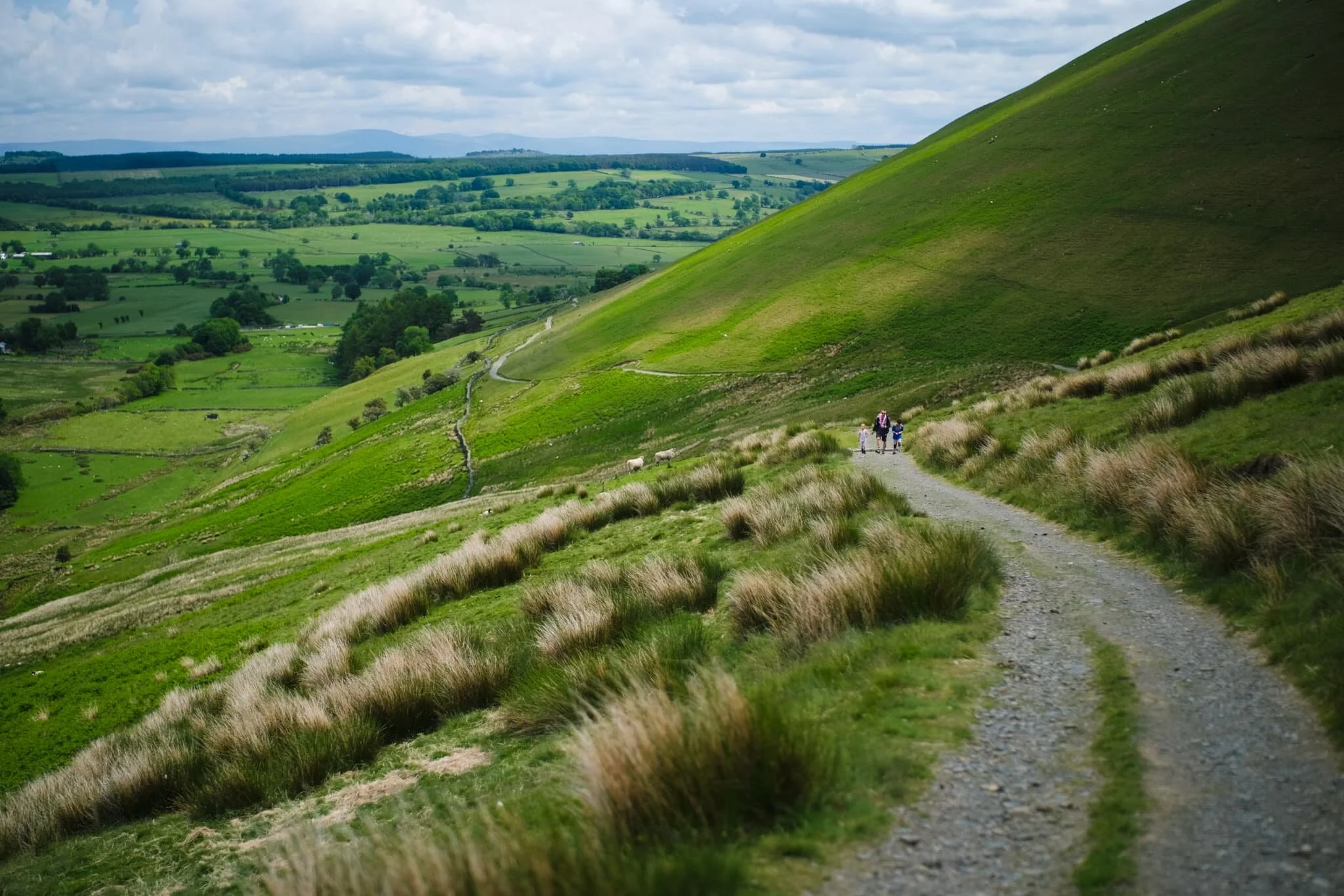 Around this part of the bridleway, the gradient starts to increase as we near Bowscale Tarn. I paused to catch me breath briefly, and looked back to shoot the light scanning across the shoulder of Bowscale Fell.