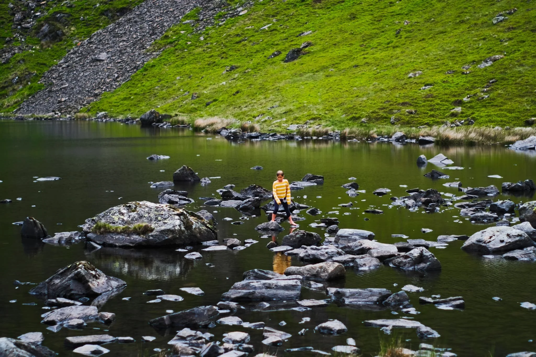 There were plenty of kids hopping, skipping, and jumping around the rocks and boulders of the tarn.