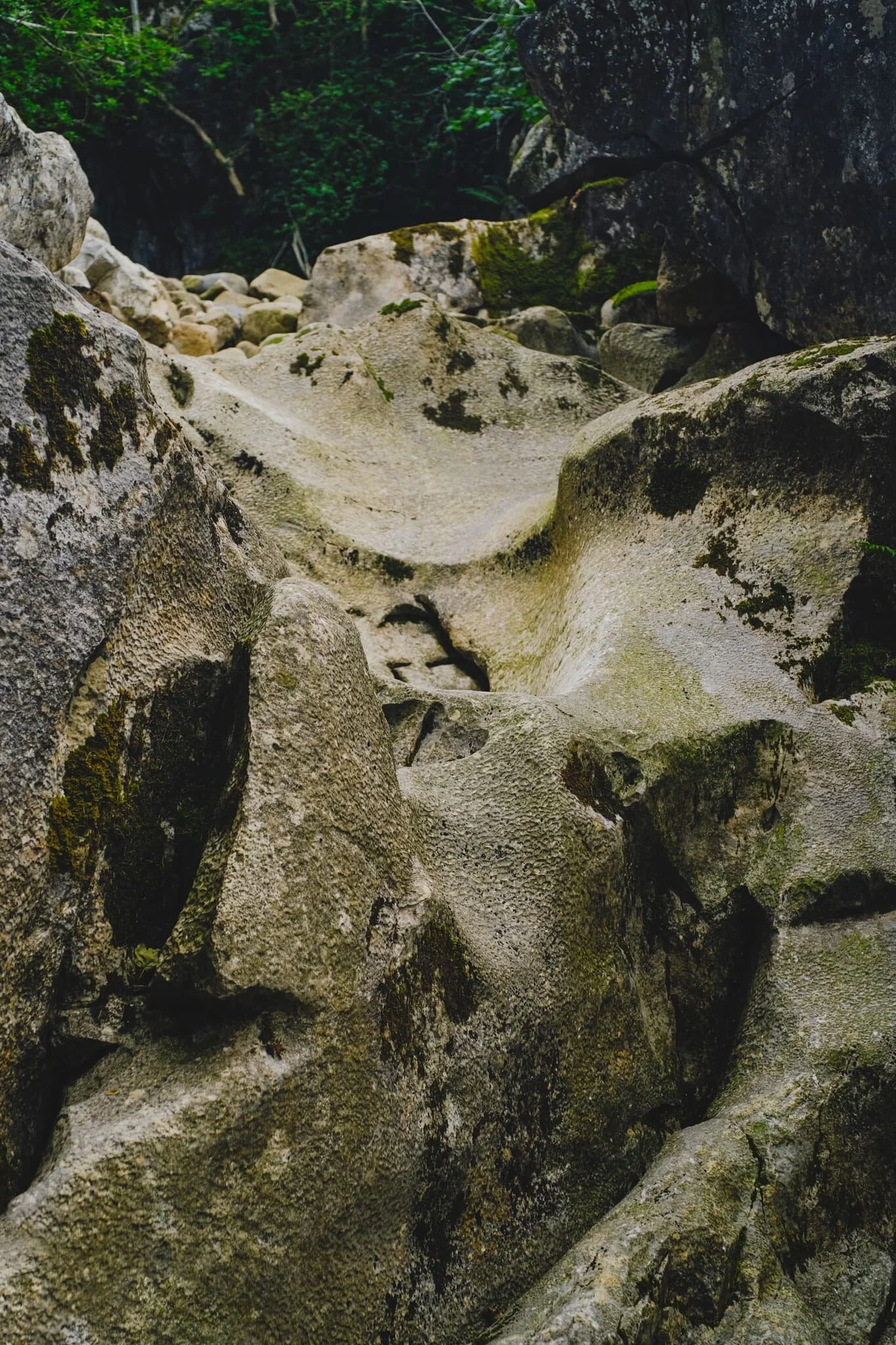  Nature is a fantastic sculptor. It was amazing to see the curves and forms created in the rock face by the waterfall that used to flow over here. 