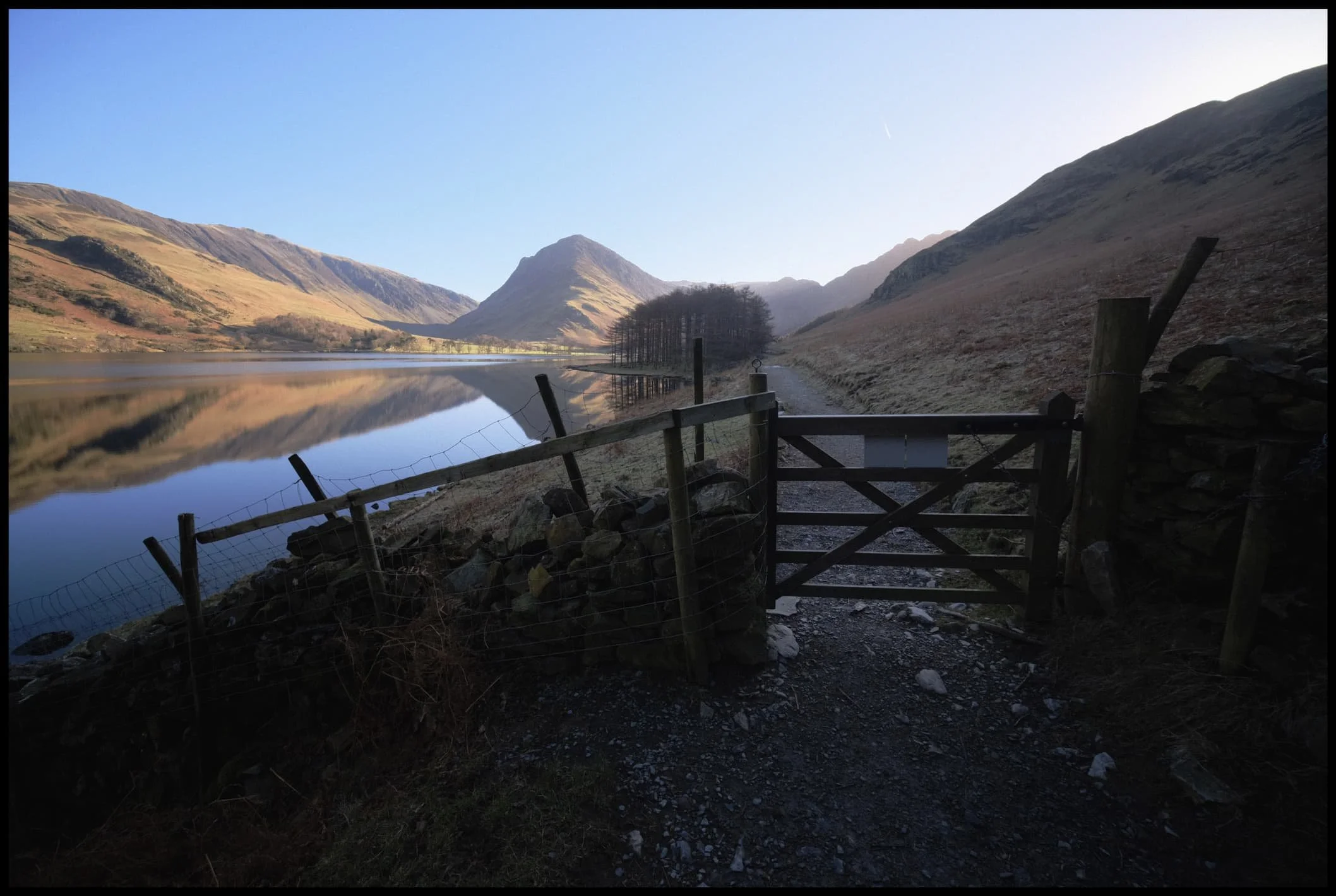  The way ahead, with Fleetwith Pike glowing like one of the Pyramids of Giza. 