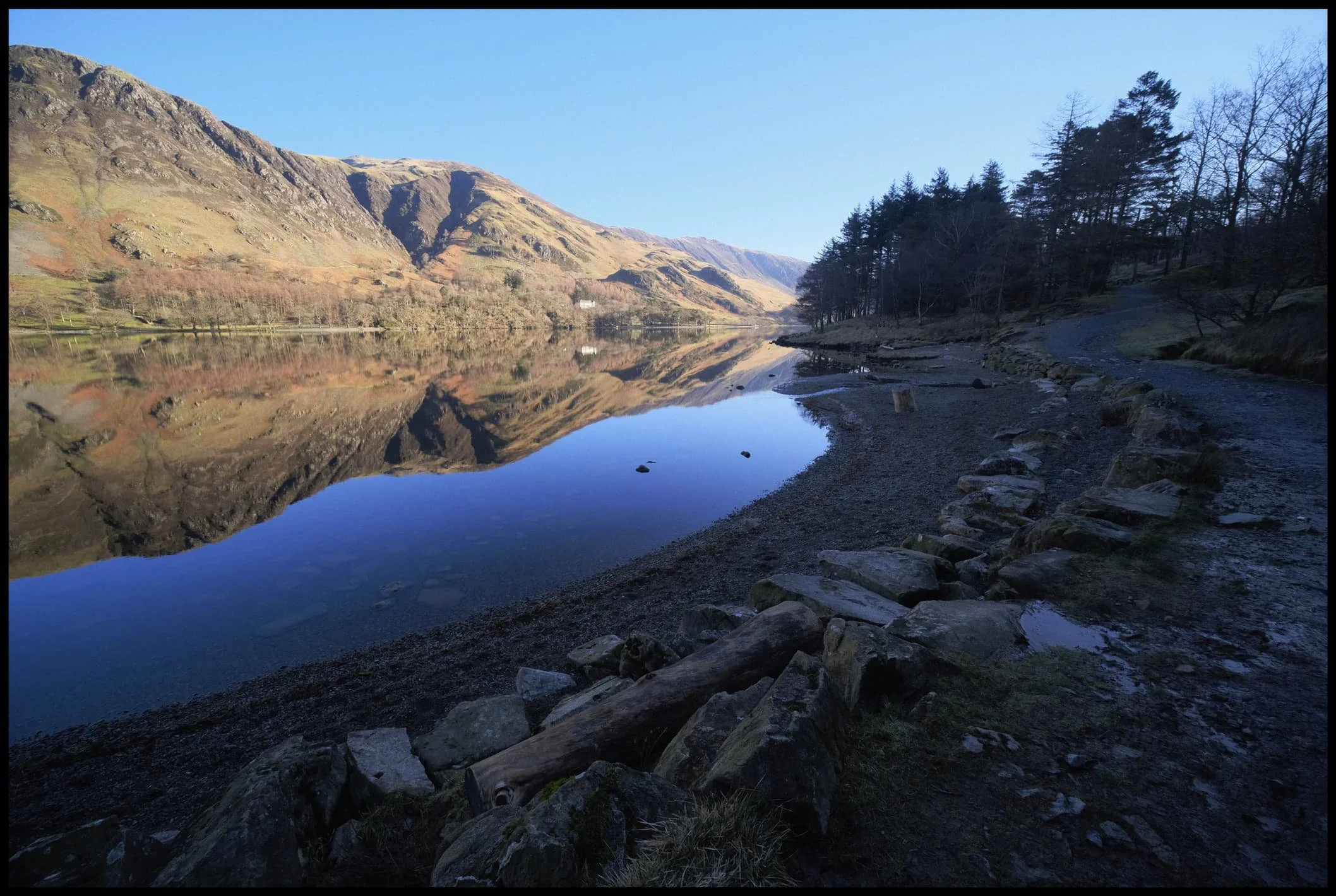  The path starts to open up as we near the edge of Burtness Woods directly beneath the High Stile range. 