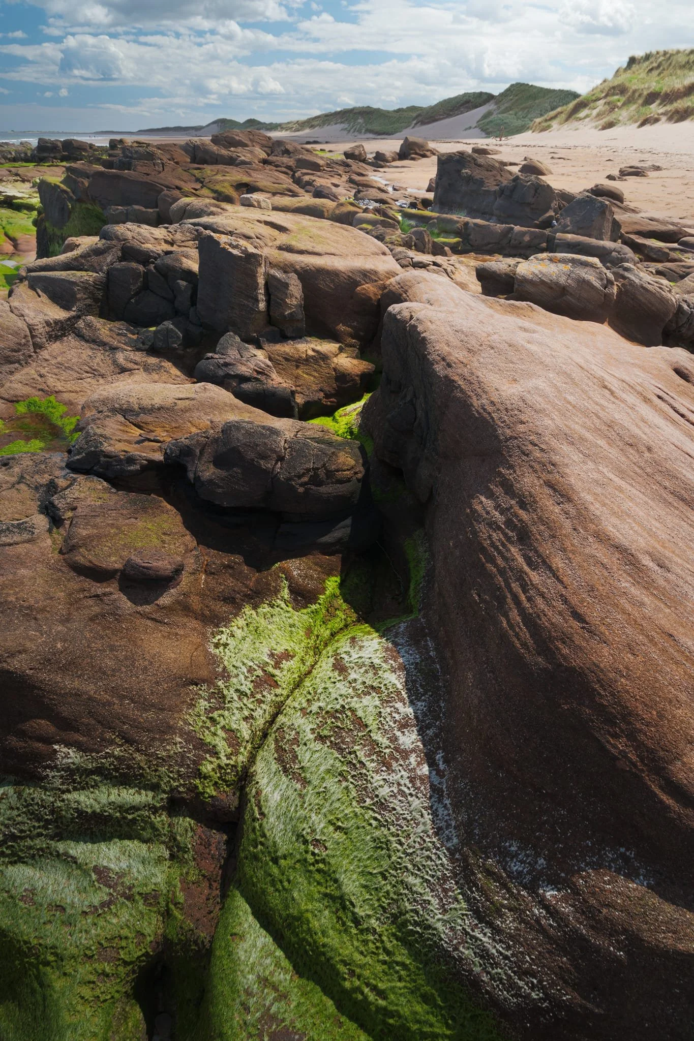  Plotting each placement of my feet carefully here to ensure I don&rsquo;t snap an ankle whilst seeking out interesting curves, lines, and light for these compositions. Added hazard: slippery seaweed. 