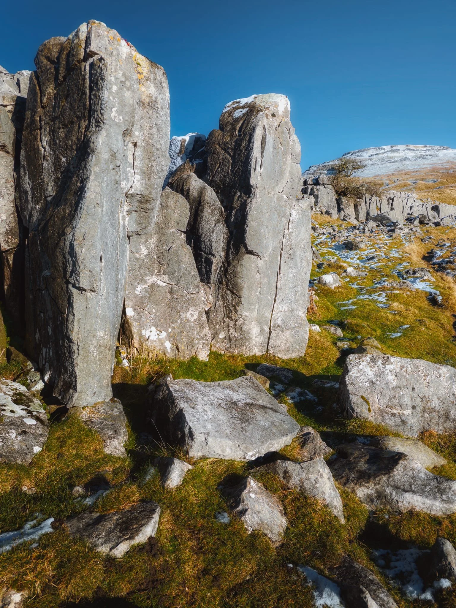 Heading up above Crina Bottom, I stopped for some cracking compositions of the limestone here, such as these two pillars looking like a gateway.