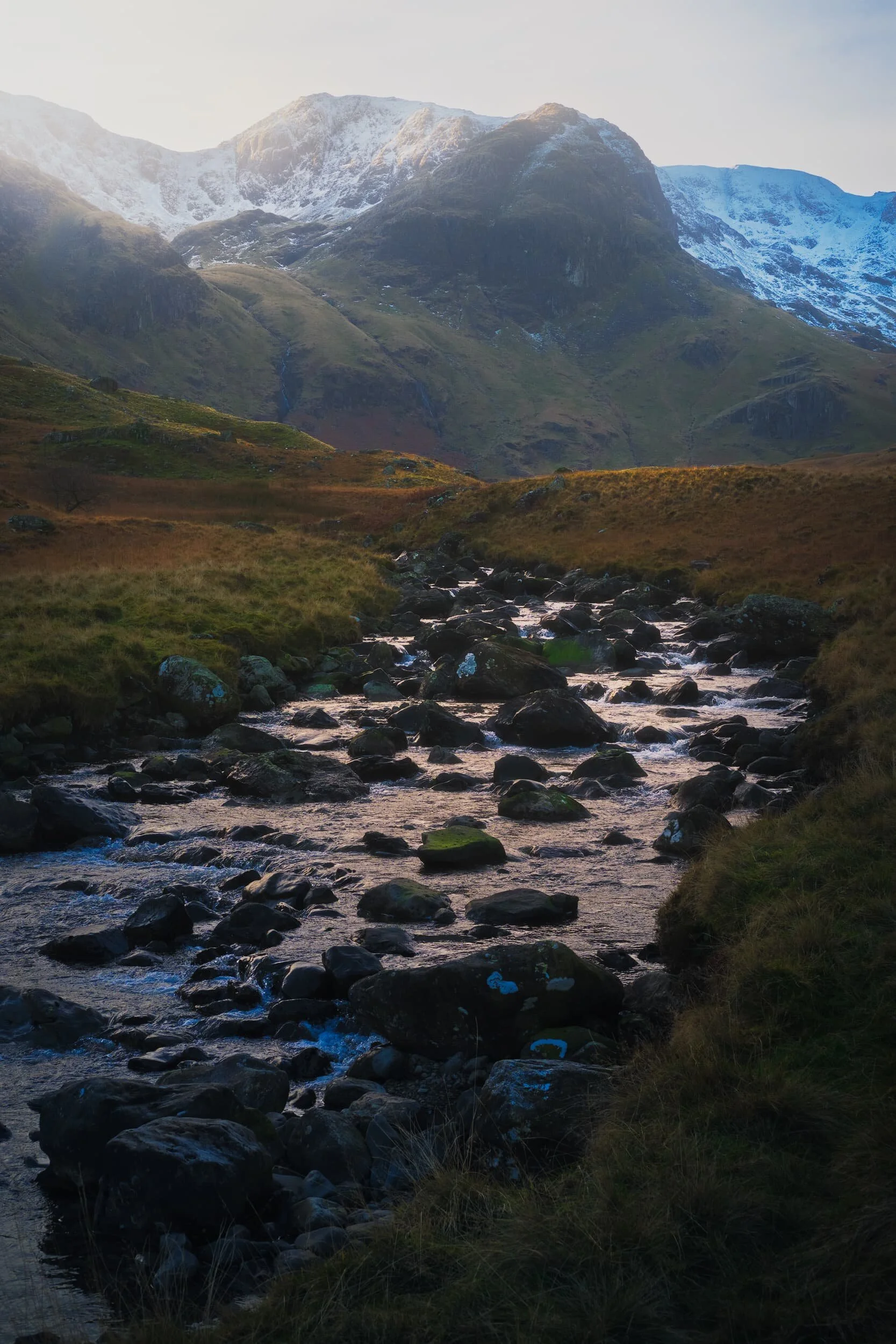A tighter composition of the magnificent Greenhow End, with some gorgeous late-afternoon winter sun light.