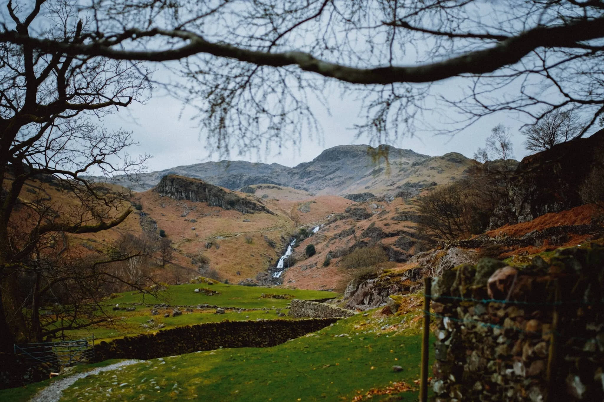 Another look back at Sourmilk Gill as the path out of Far Easedale rejoins Easedale near the Lancrigg Hotel.