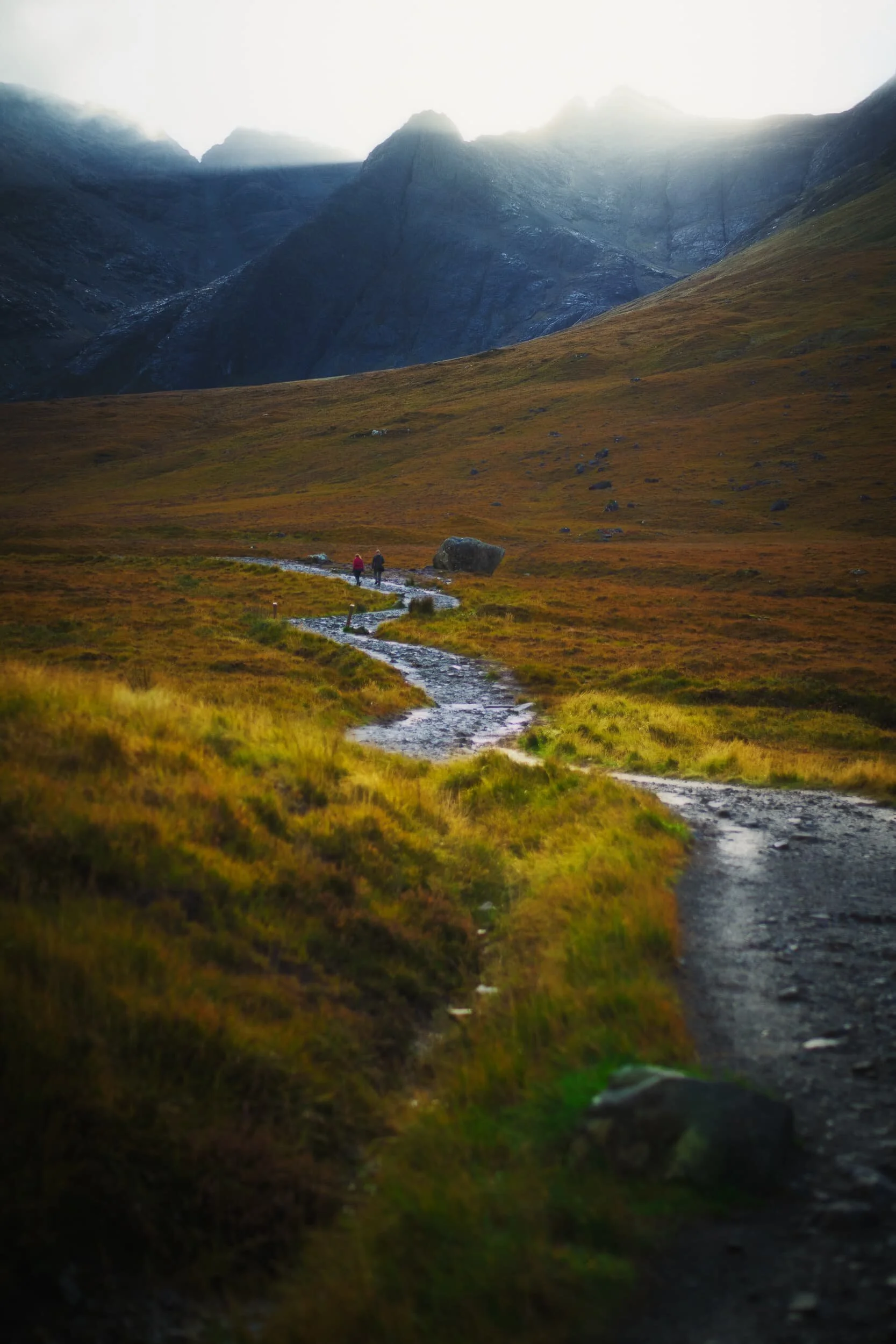  The shooting started almost immediately after parking up, as we could see the rising sun just starting to peak above  Sgùrr an Fheadain , casting beams of light around the mountain. Incredible scenery. 
