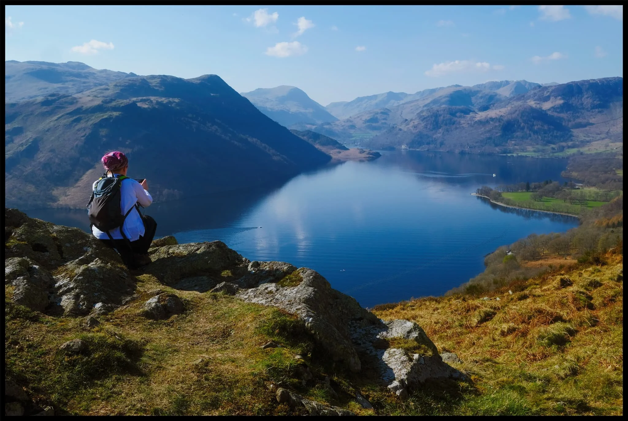  Who can resist pausing for a rest and some photos, with a view like that? 