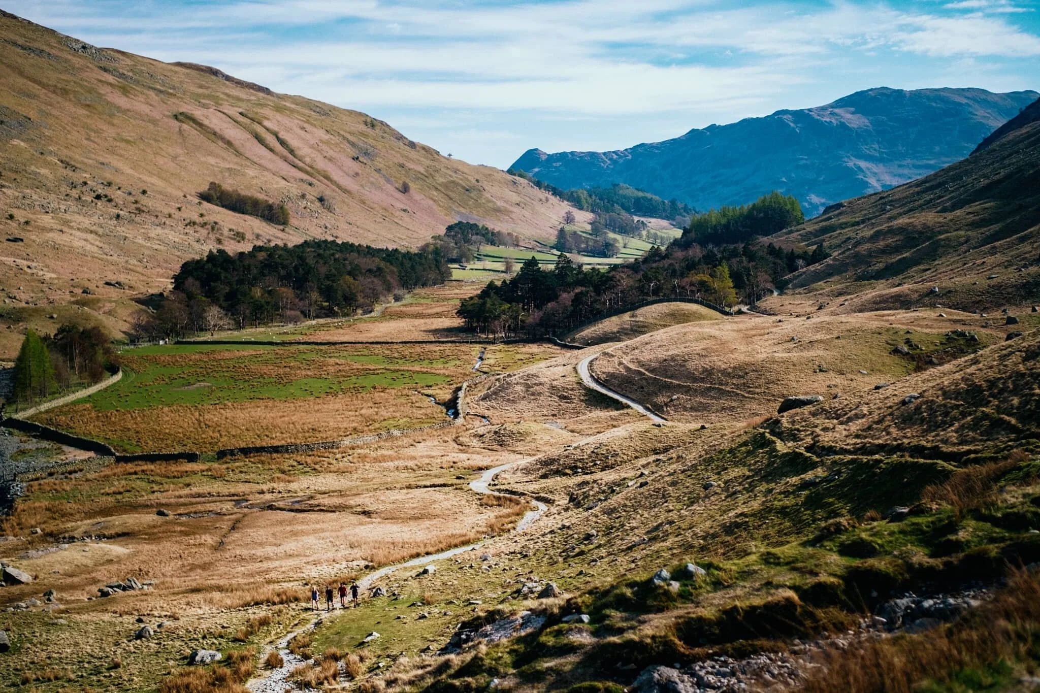 Looking back down Grisedale from whence we came. In the distance is the hulking mass of Place Fell (657 m/2,156 ft).