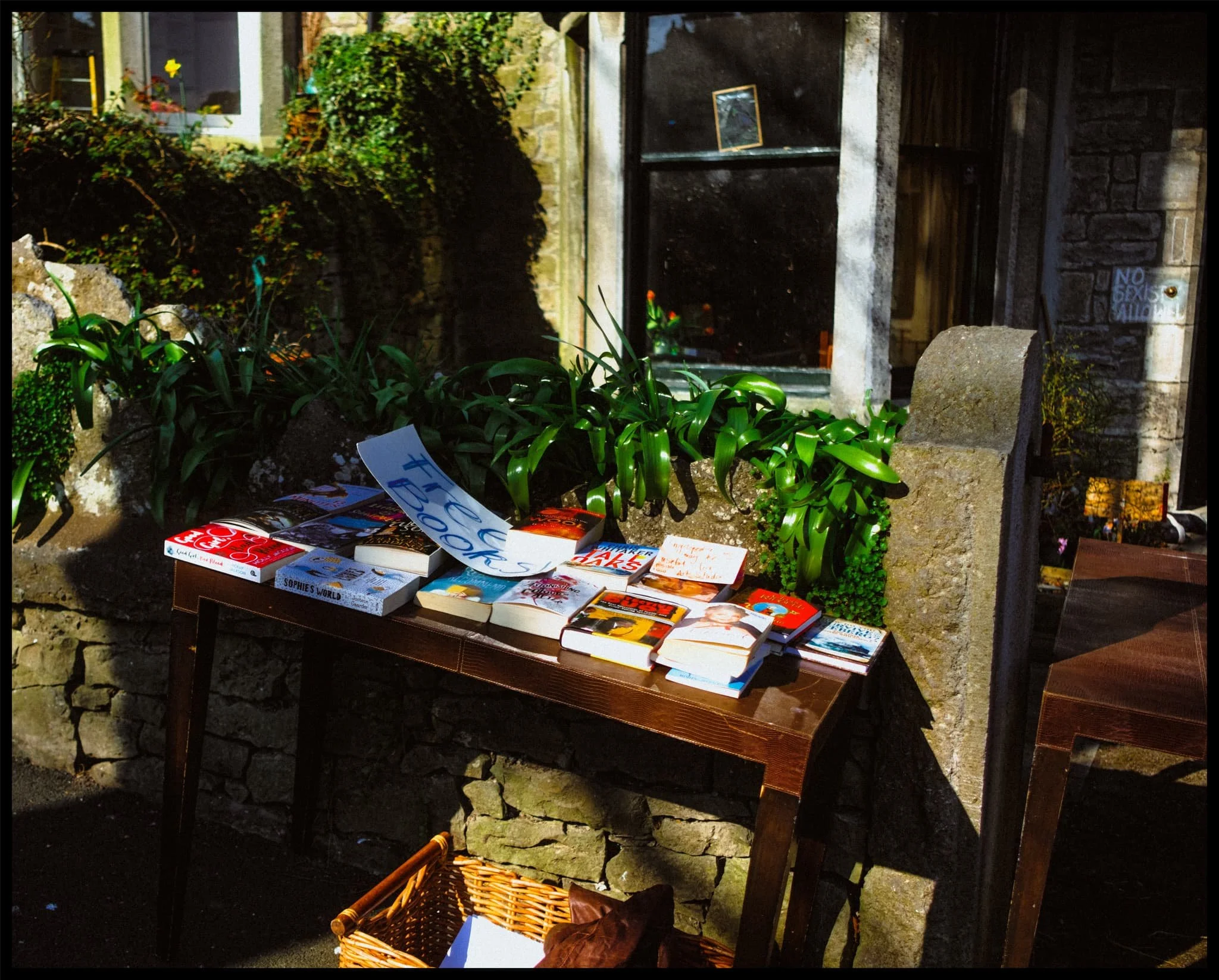  Heading up Beast Banks, free books on offer for anyone who wants them. Also, No Sexists Allowed. 