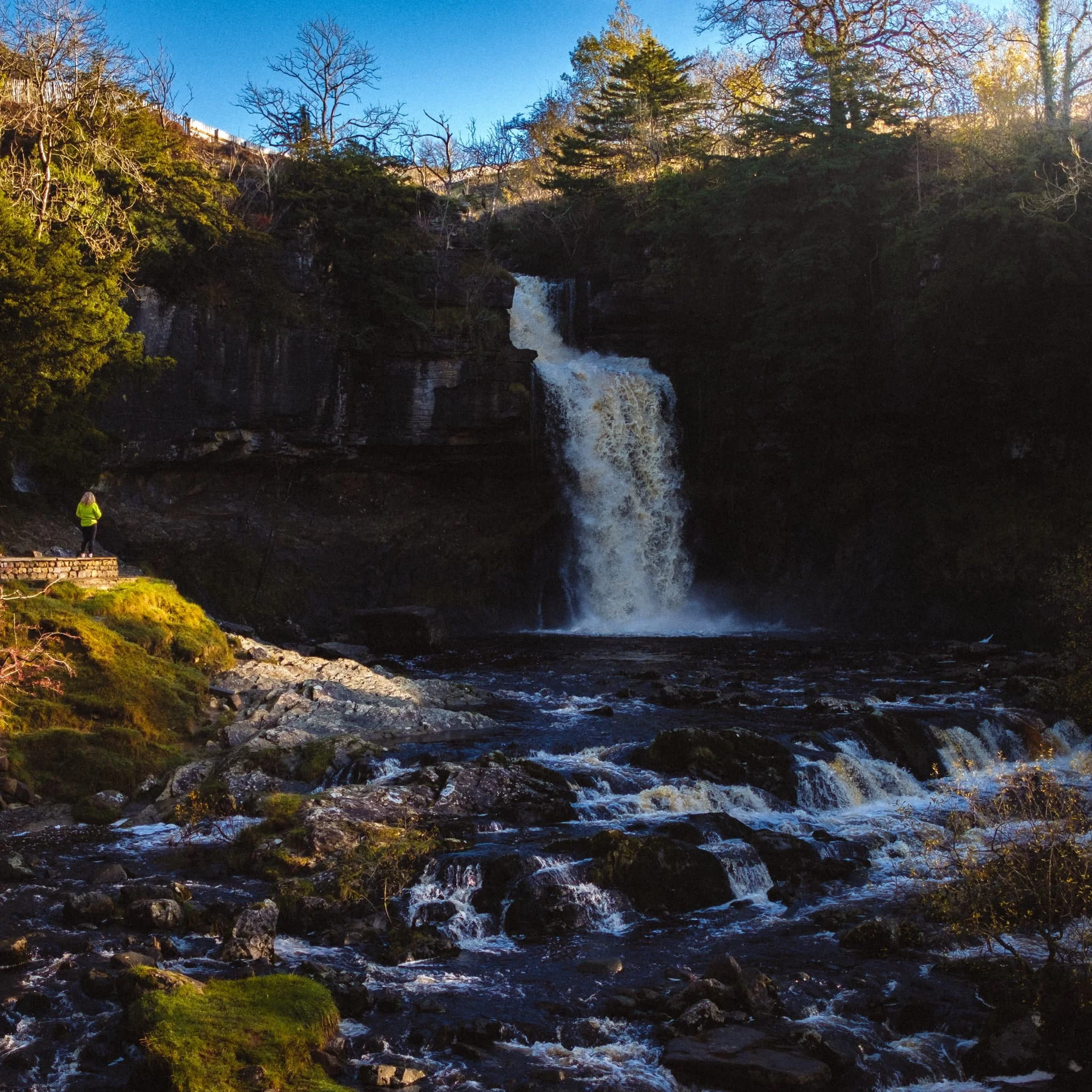  The trail pops out of Glen Swilla and onto the lower end of the Kingsdale valley. Soon you round the corner and are confronted with arguably the jewel of the Ingleton Waterfalls Trail: Thornton Force. 
