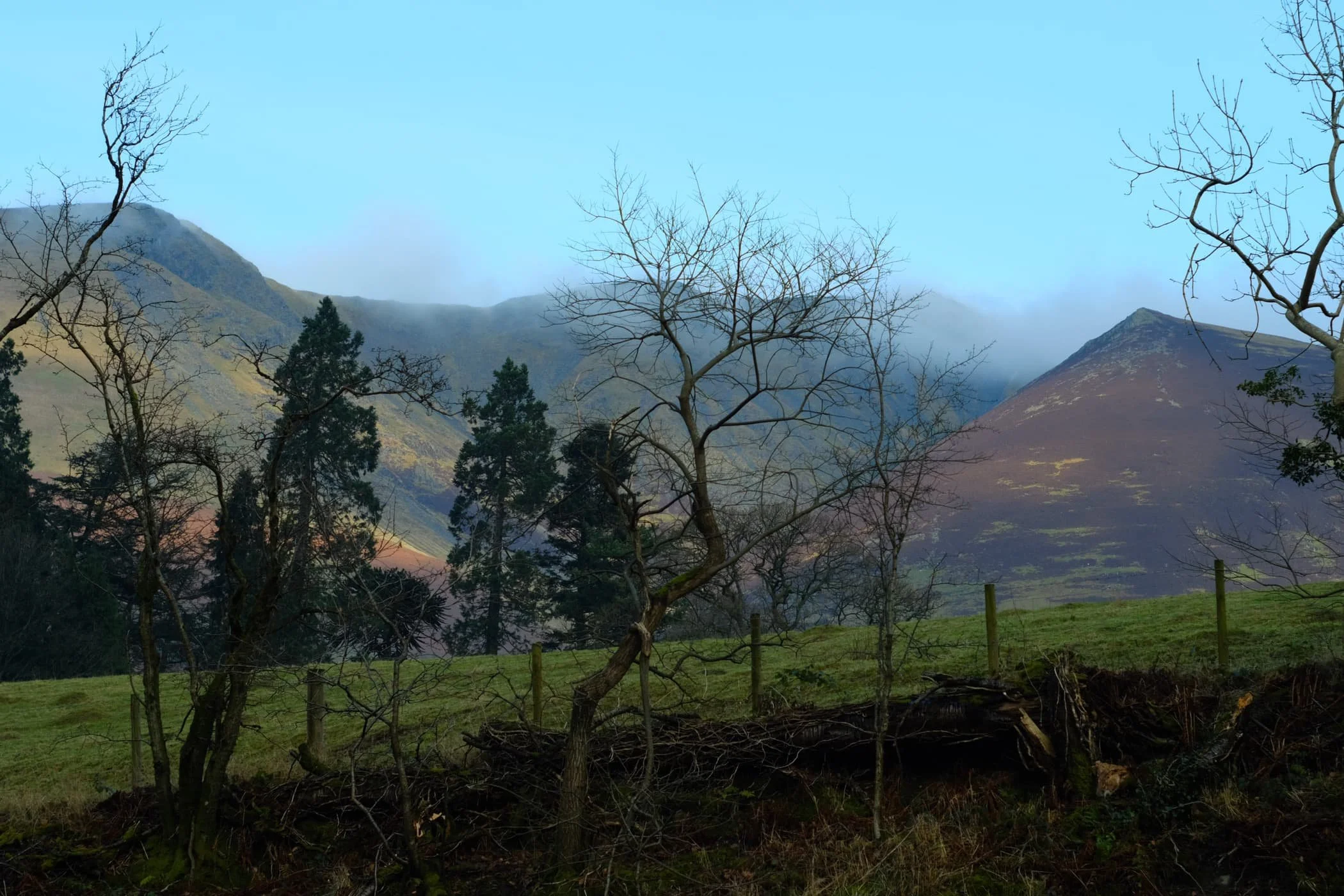  Blencathra&rsquo;s craggy and jagged peaks, now nearly clear of morning mist. 