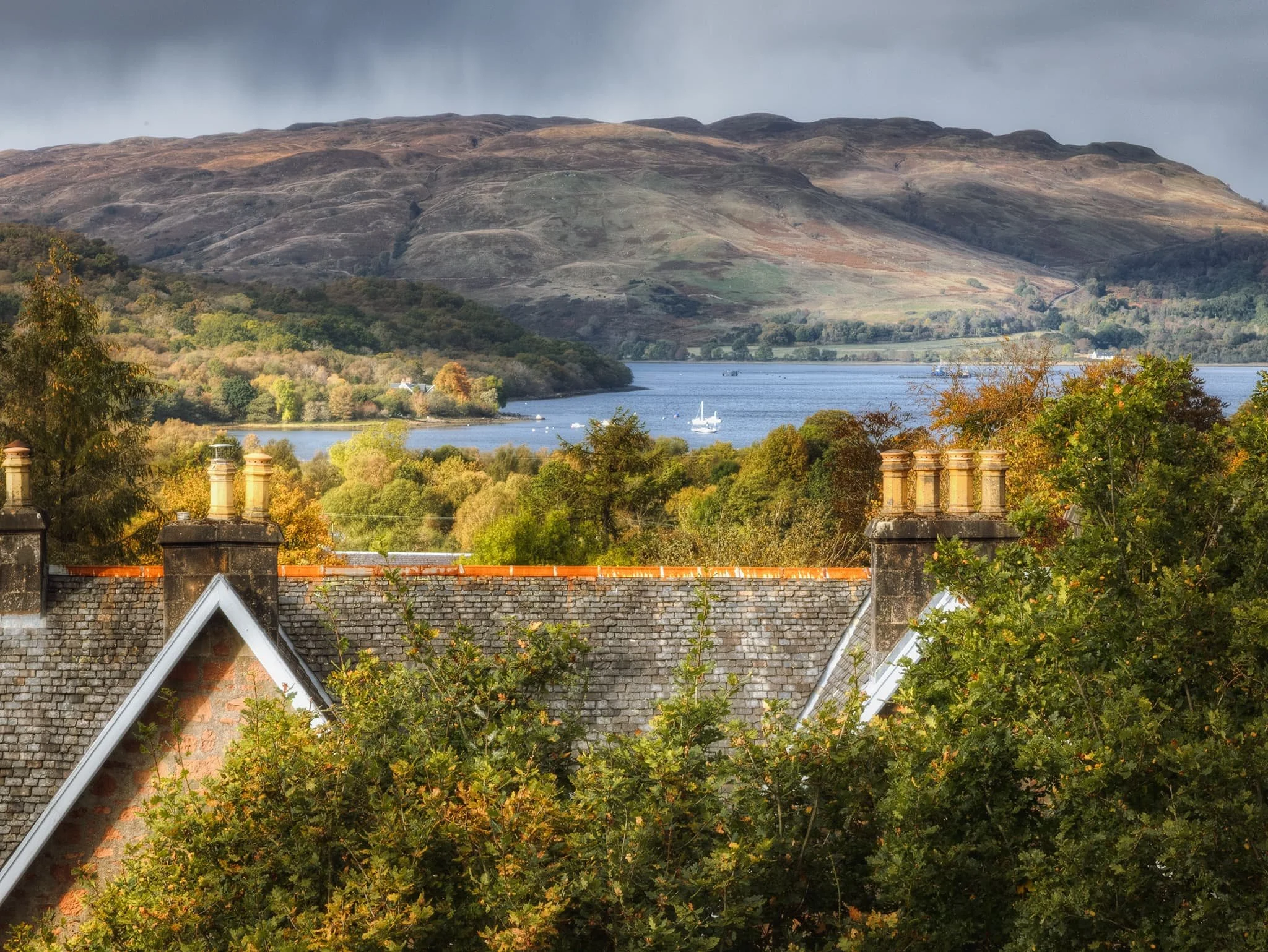  The little drumlin helps you get above the roofs of Taynuilt and capture all the views beyond. This is looking north across Loch Etive towards  Beinn Duirinnis ( 556 m/1,824ft). 