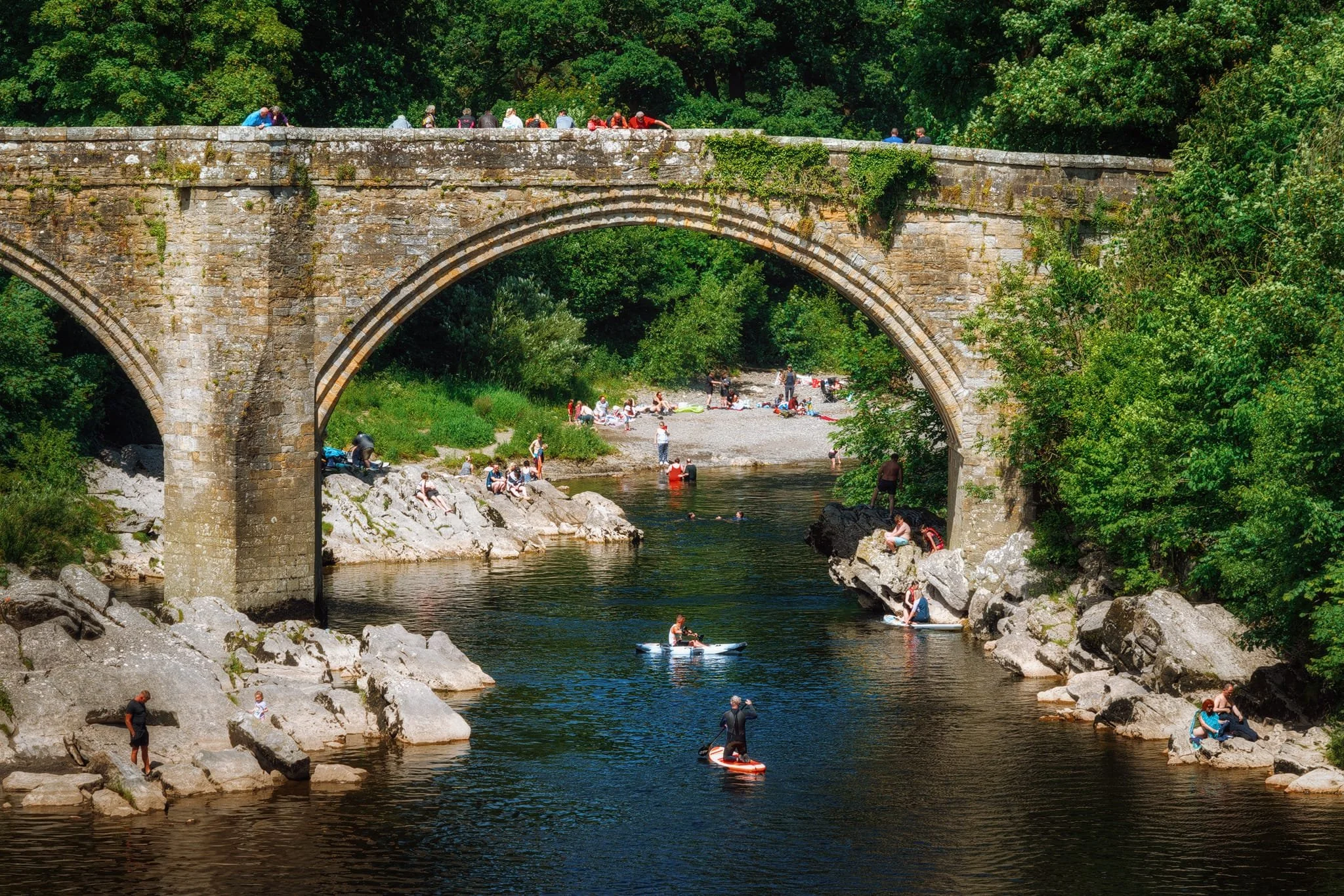  Kirkby&rsquo;s famous Devil&rsquo;s Bridge, dating from around the 12th or 13th centuries. For centuries this was one of the few bridges for miles that crossed the River Lune. Nowadays modern traffic is diverted over Stanley Bridge from where this photo was shot. On a hot summer&rsquo;s day you&rsquo;ll always find people milling about the bridge, jumping into the river (even though they shouldn&rsquo;t) and genuinely enjoying the natural delights around here.  