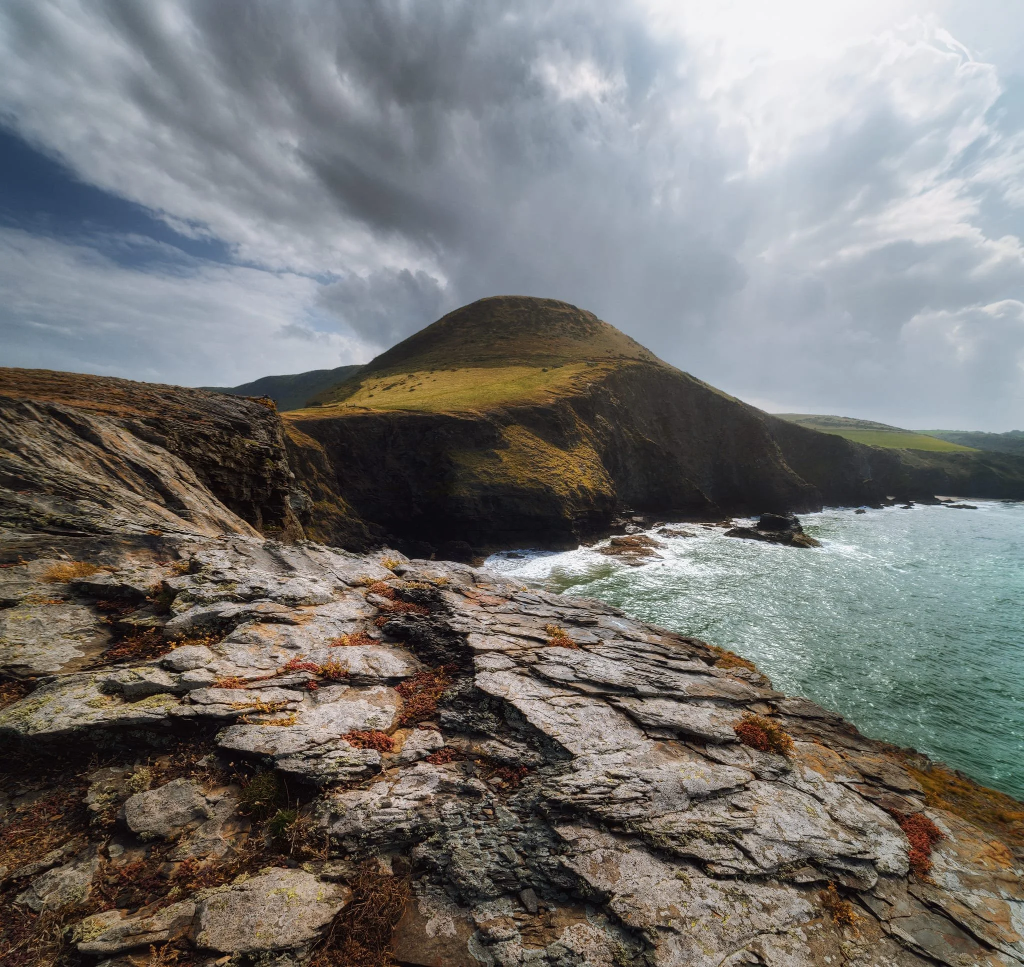  Further along one of the cliff edges of  Ynys Lochtyn , I shot two 14mm landscape exposures, stacked on top of each other, so I could later stitch them top-to-bottom for this ultra-expansive composition. 