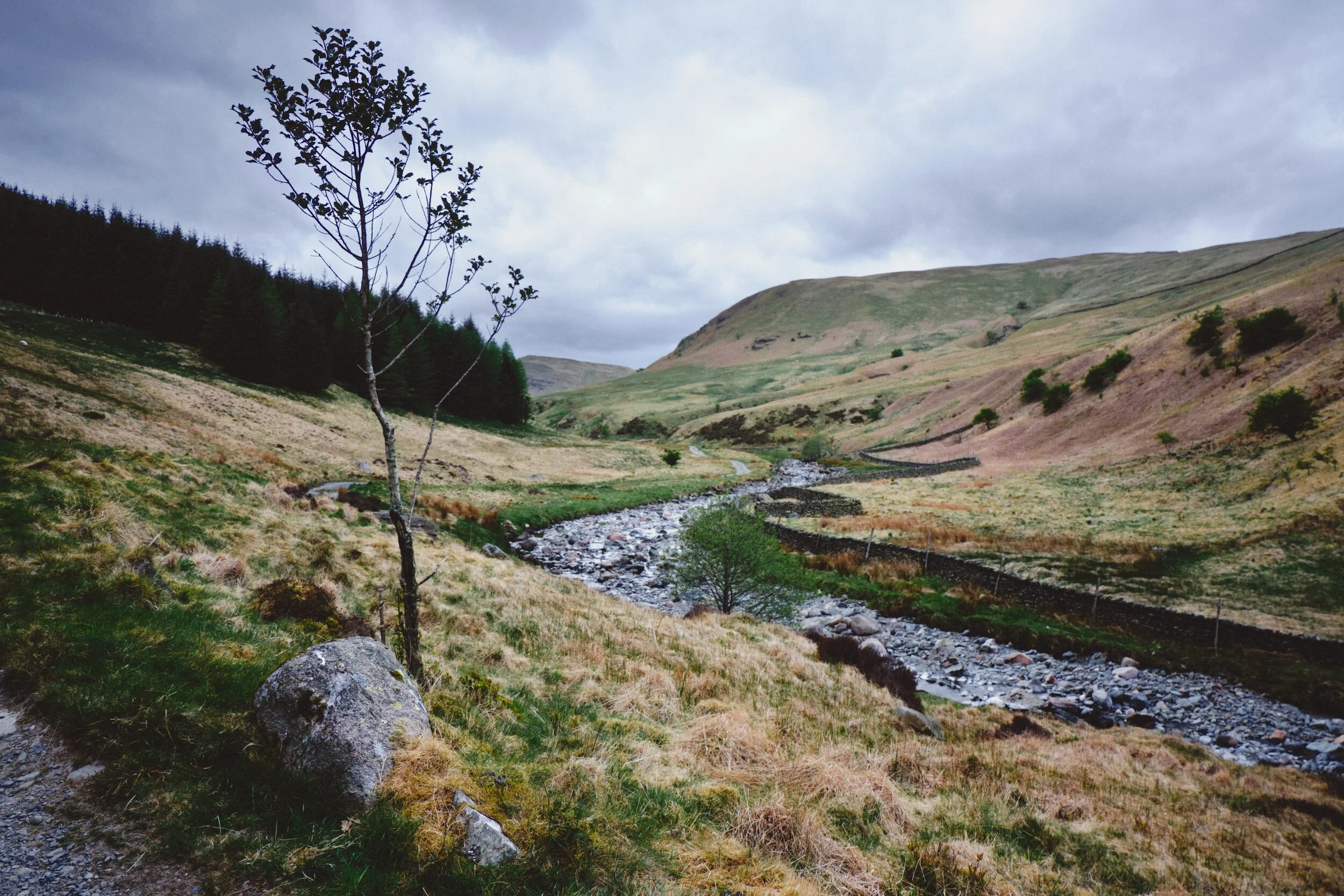 Clouds building up, looking back the way we came.