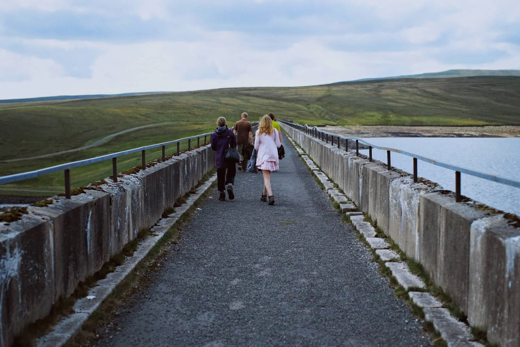 We crossed the dam for views over the reservoir and below to the Tees. Clouds of midges were out in full force.