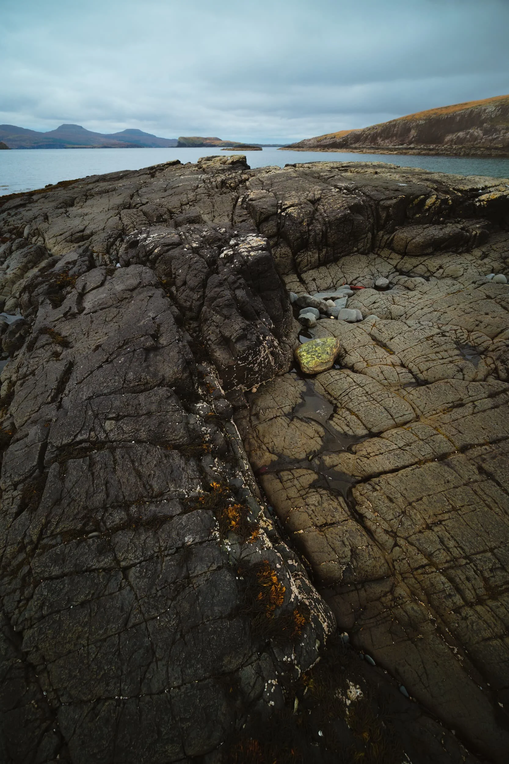  There was plenty of fascinating geology around Oronsay and Ullinish Point to entertain an amateur Rock Nerd like me. I grabbed a composition of this remarkable boulder, which lie roughly halfway between Ullinish Point and Oronsay.  