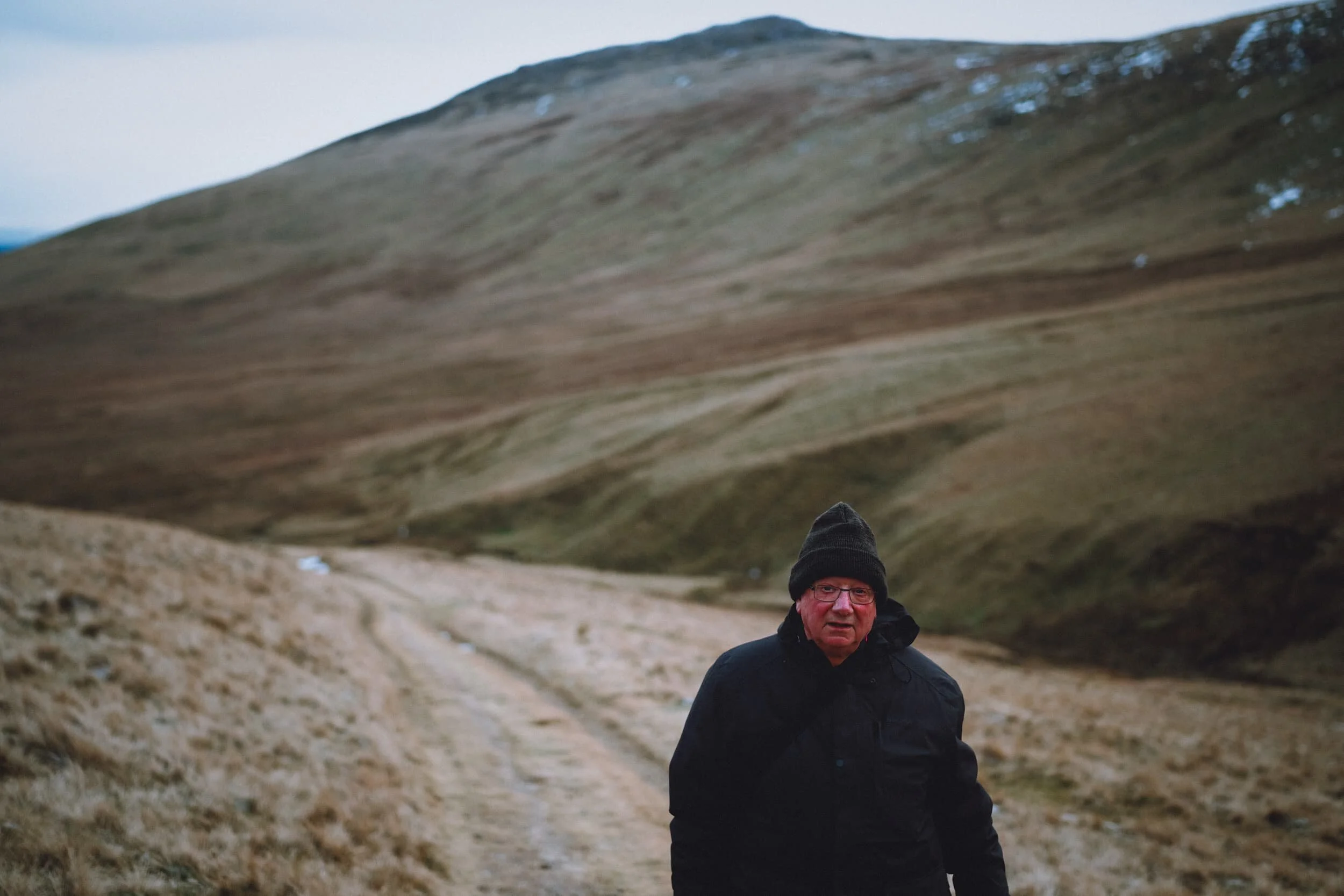 Managed to snap this candid shot of Dad, with Carrock Fell (661 m/2,169 ft) behind. I think Dad’s face is testament to the sub-zero temperatures blowing right into our faces.