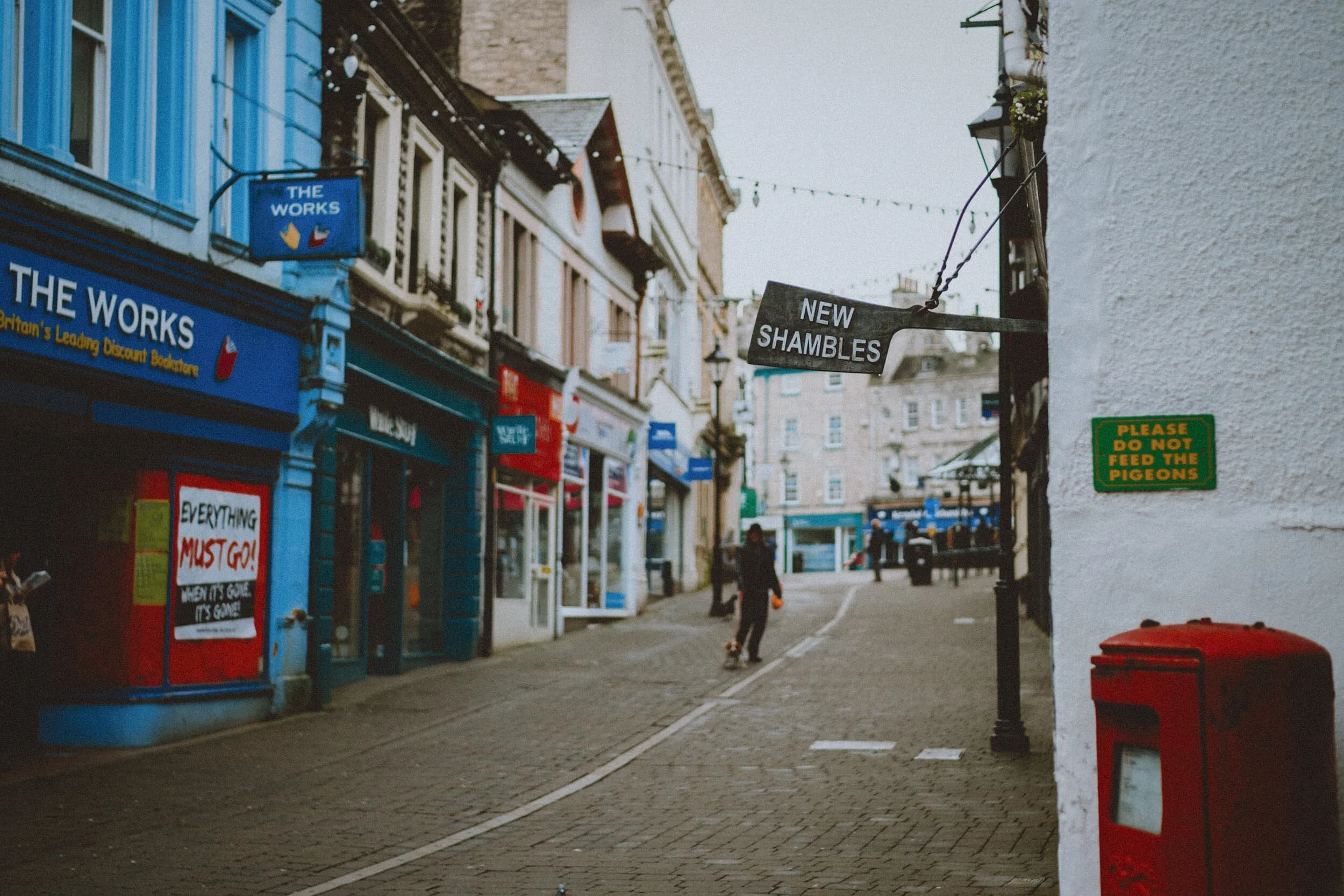  Heading past the New Shambles lane. Please do not feed the pigeons (people do, anyway).  