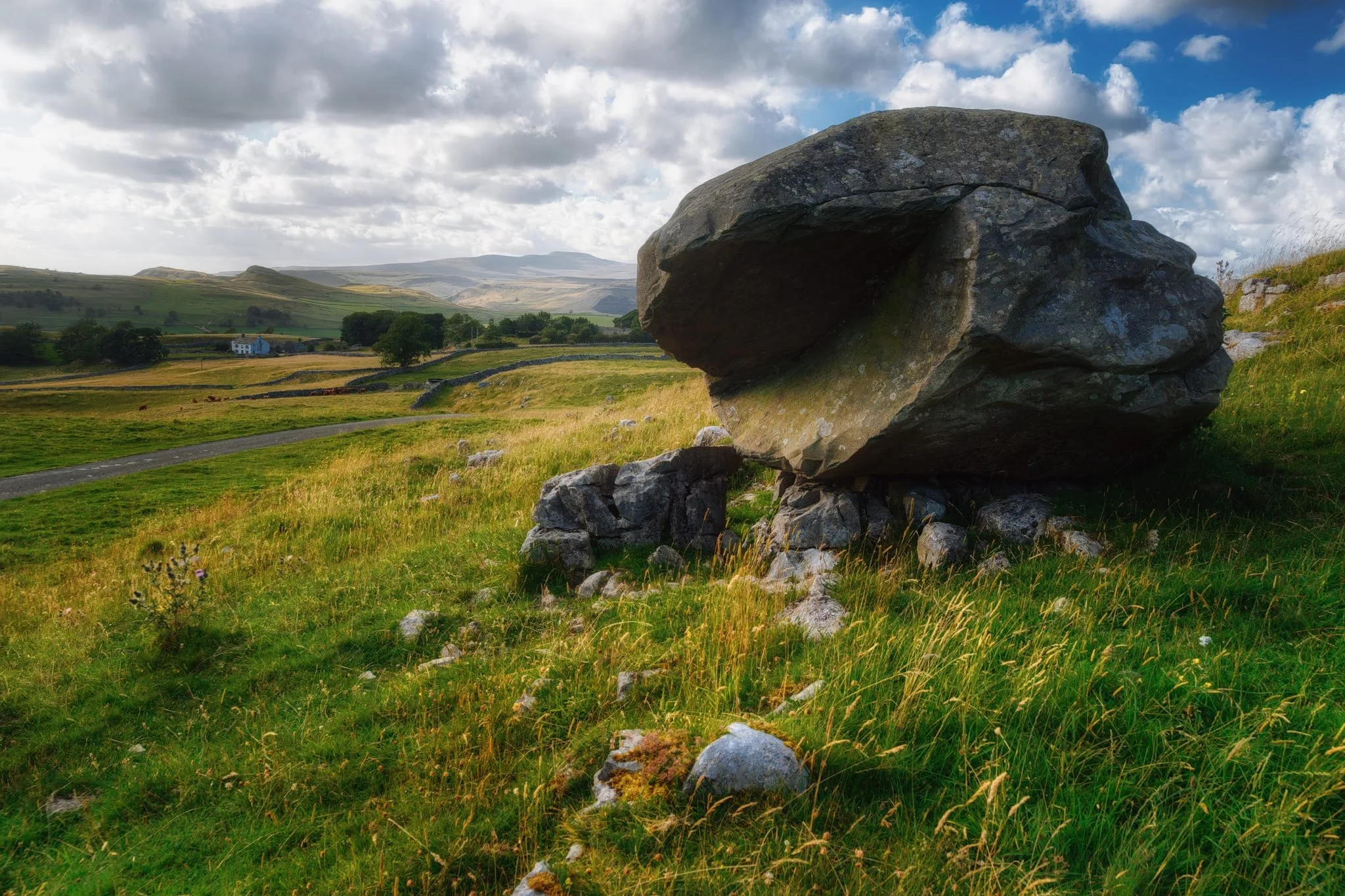  A glacial erratic! In the Dales, the most famous erratics are the Norber Erratics, but it was ace to find another one in Ribblesdale. This glaical erratic boulder is &ldquo;Samson&rsquo;s Toe&rdquo;, approximately 8 foot high and balances upon limestone stilts. Because the limestone has been sheltered from the rain, they have not eroded away. The boulder was deposited here at the last Ice Age 12,000-13,000 years ago. 