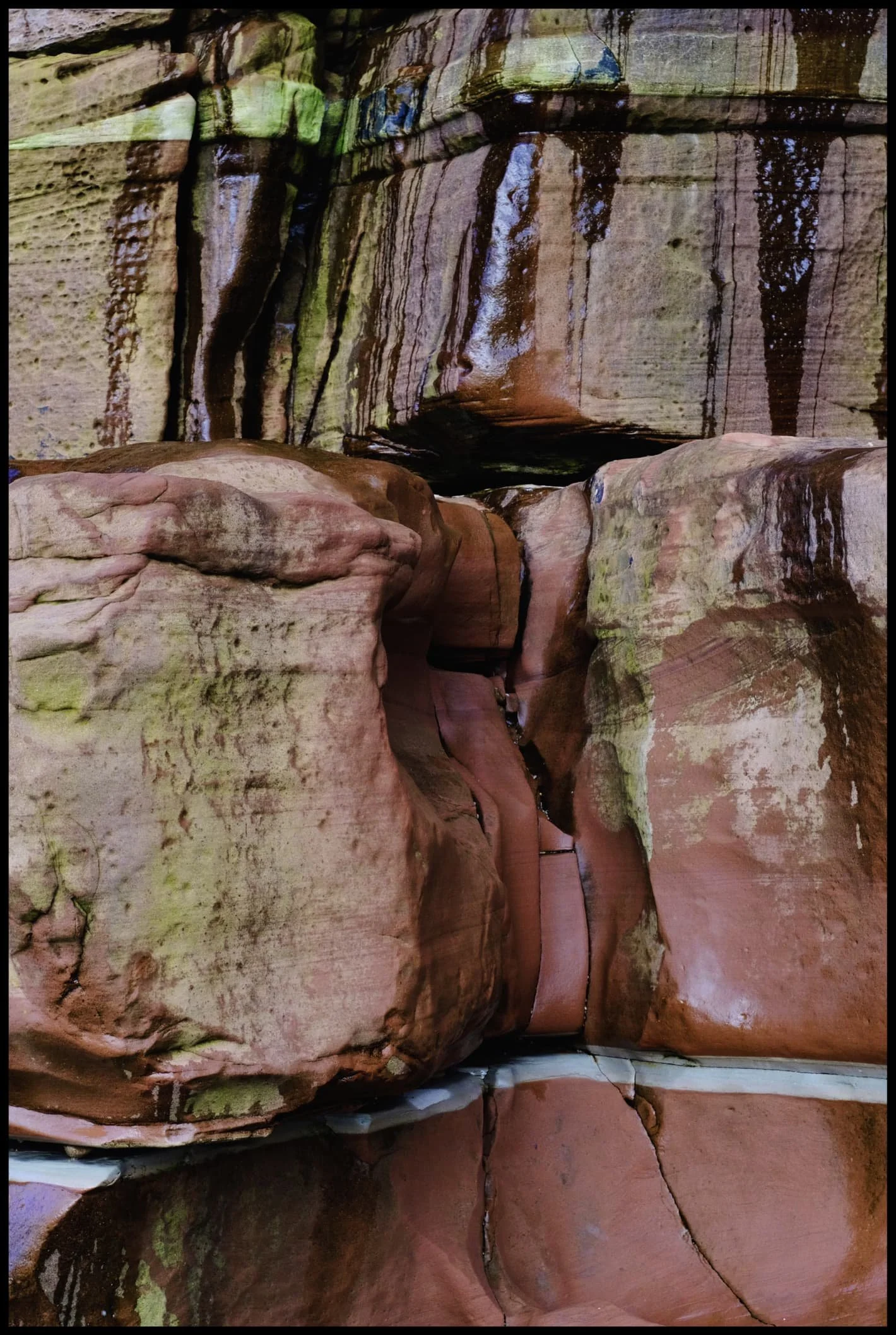  What now follows is a celebration of the weird and wonderful textures and patterns of Fleswick Bay&rsquo;s sandstone cliffs. 