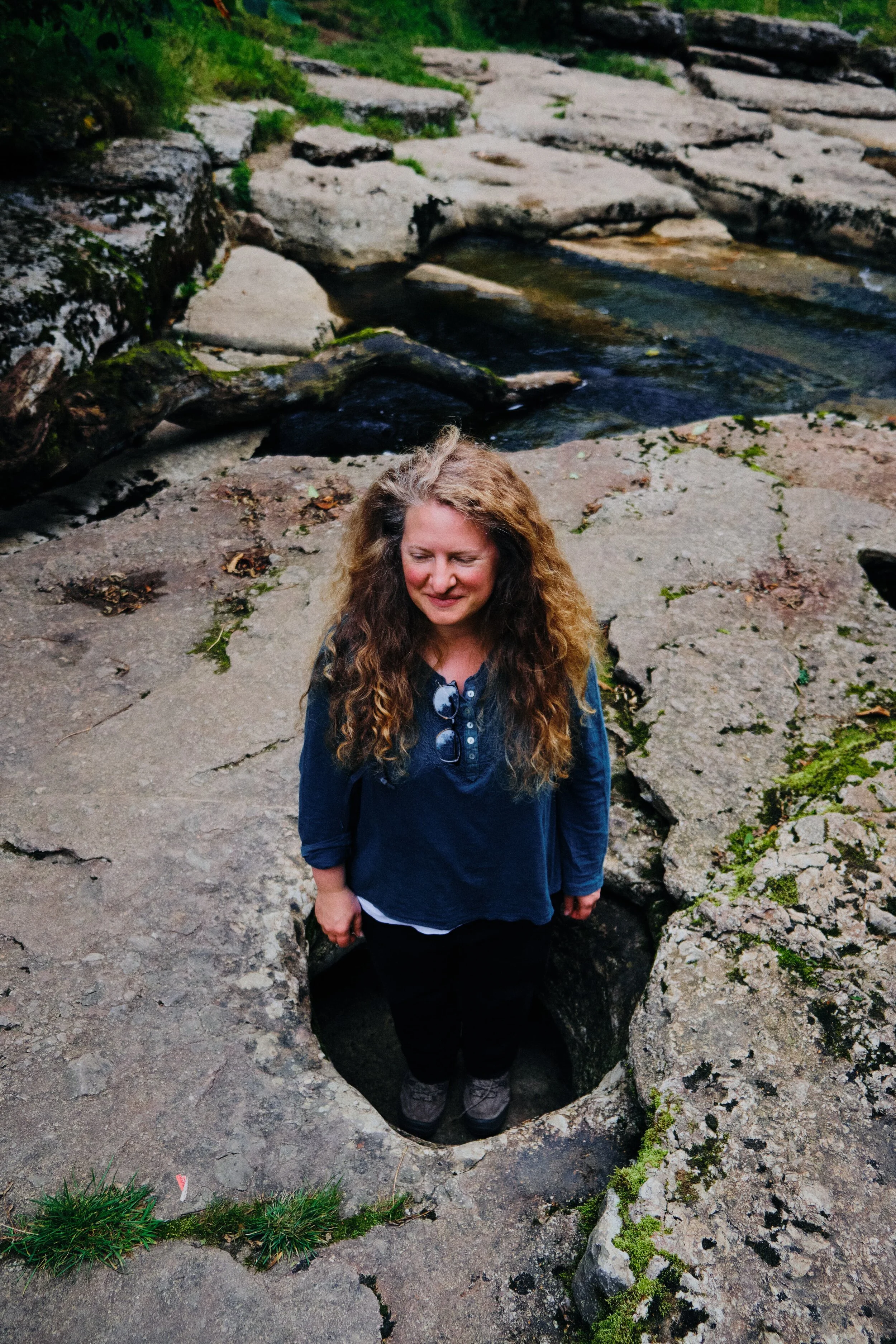 My lovely Lisabet found a sizeable hole in the one of the rocks, and I couldn’t resist a photo!