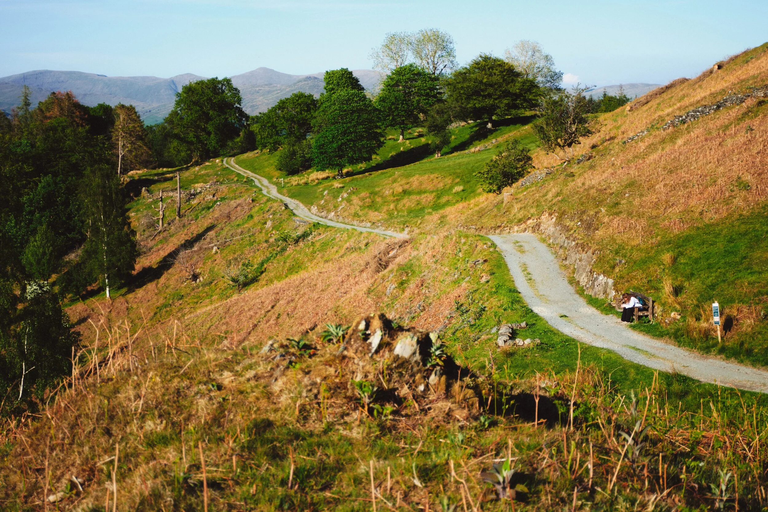 My lovely Lisabet editing Instagram photos whilst I clamber back to the trail from the knotts.