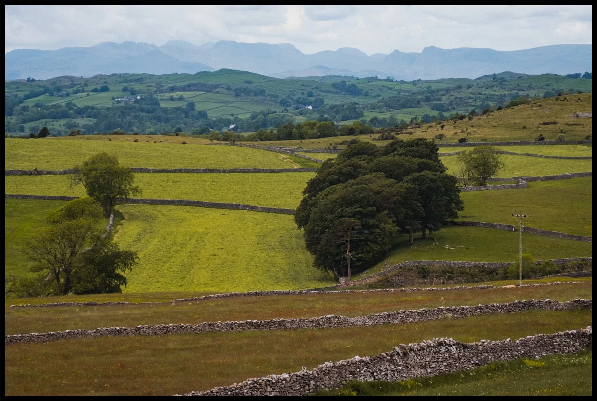  From the top of Kendal Fell, I&rsquo;m really able to bring in the distant Lake District fells into the composition, even resolving the individual peaks and fells. 