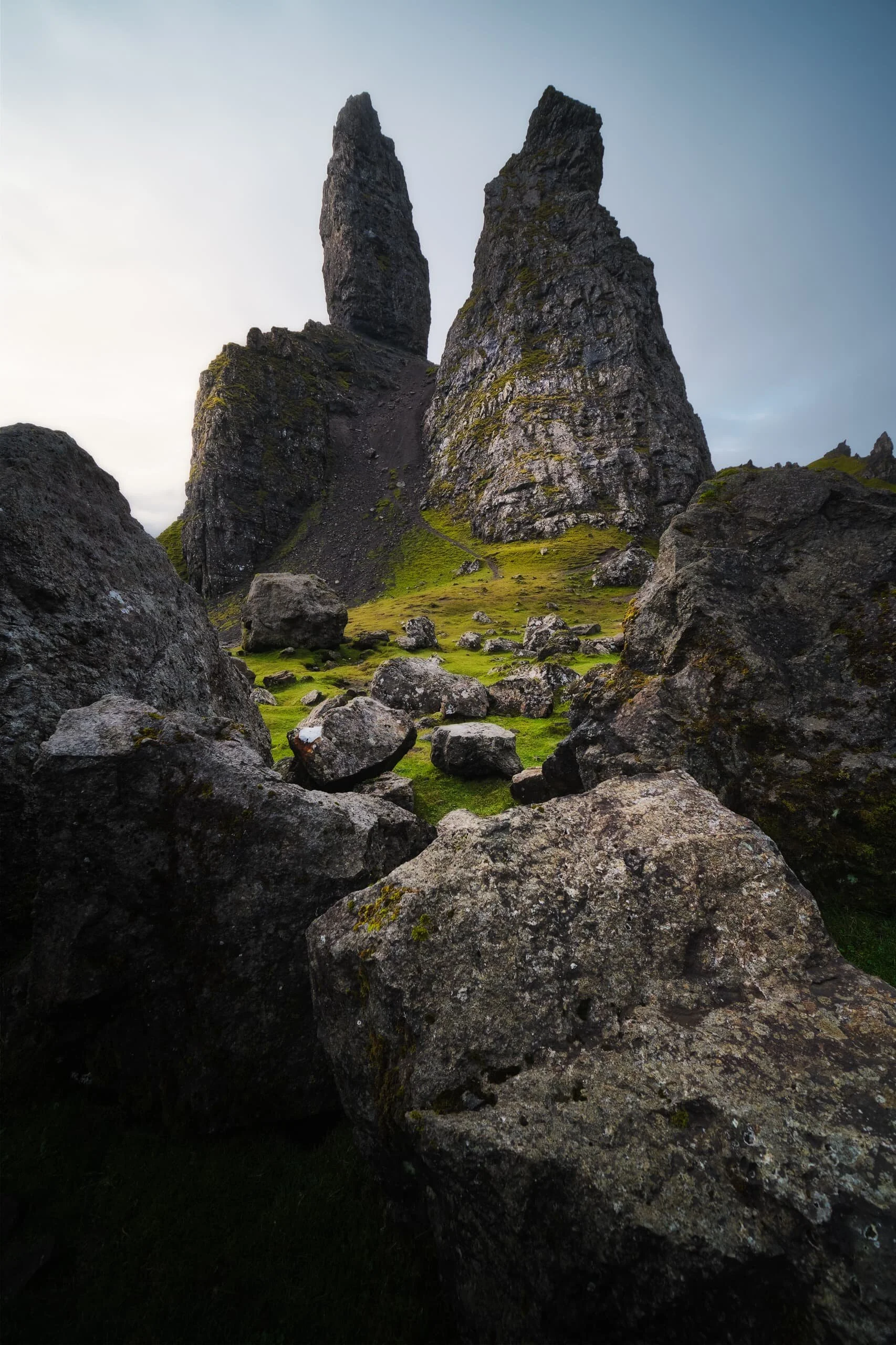 A view of the other side of the Old Man of Storr. There’s a lot of scree to be dodged around the Sanctuary.