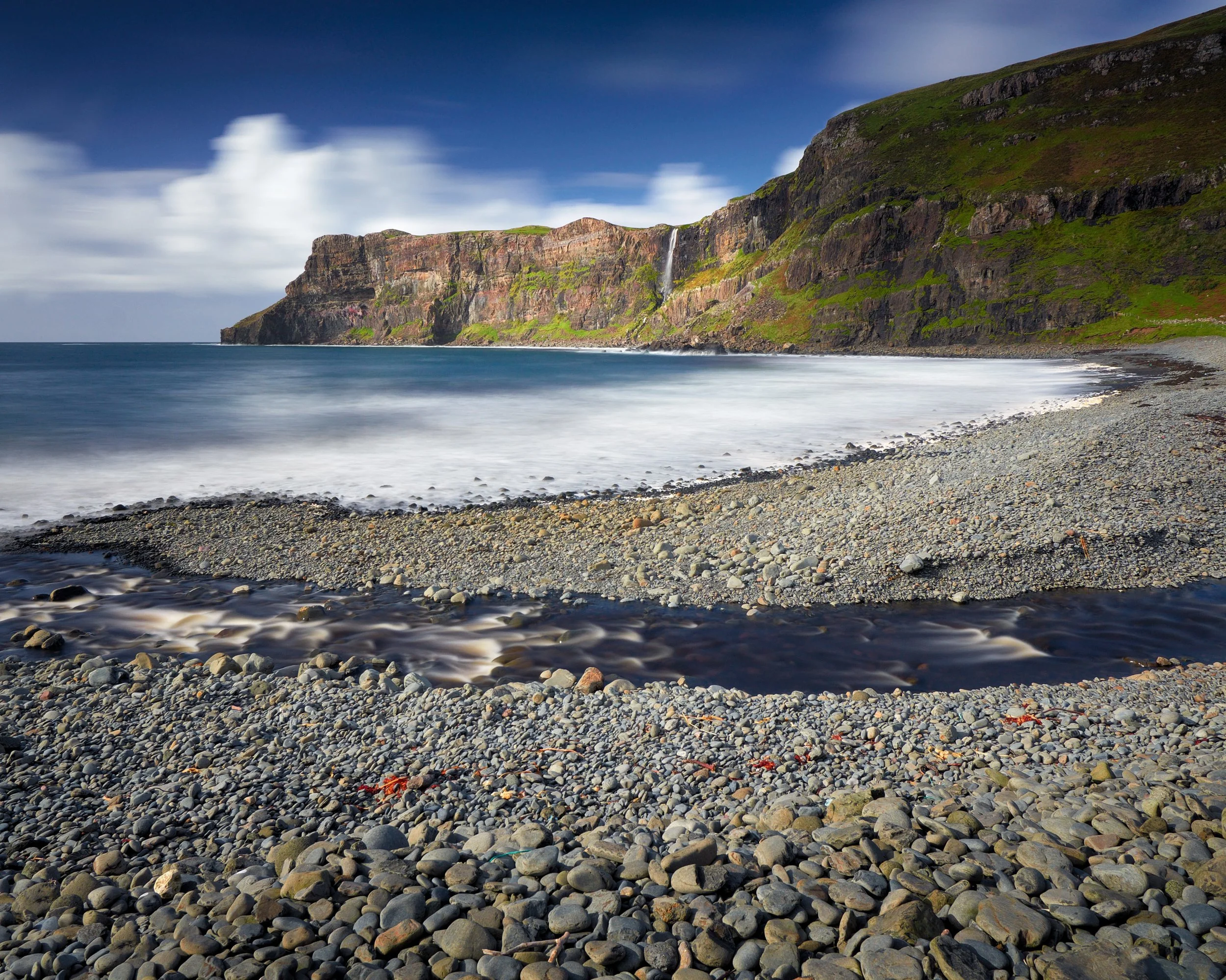 “Talisker Curve” by Ian Cylkowski. The cliffs of Rubha Cruinn and its waterfall from Talisker Bay. Shot in 2016.