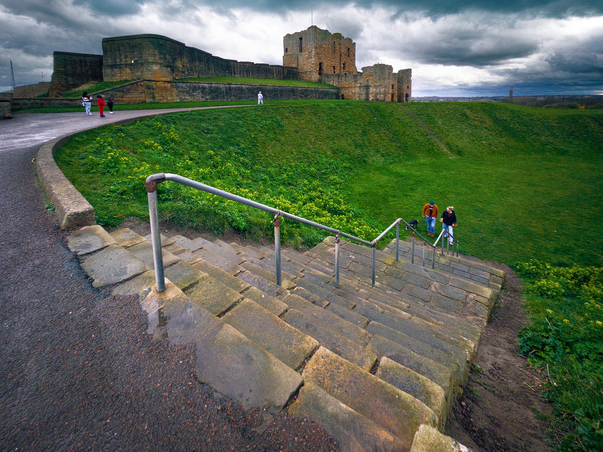 Tynemouth Priory and Castle, which sits on a high crag known as Pen Bal Crag above the sea and river. Nowadays it&rsquo;s in the care of English Heritage.