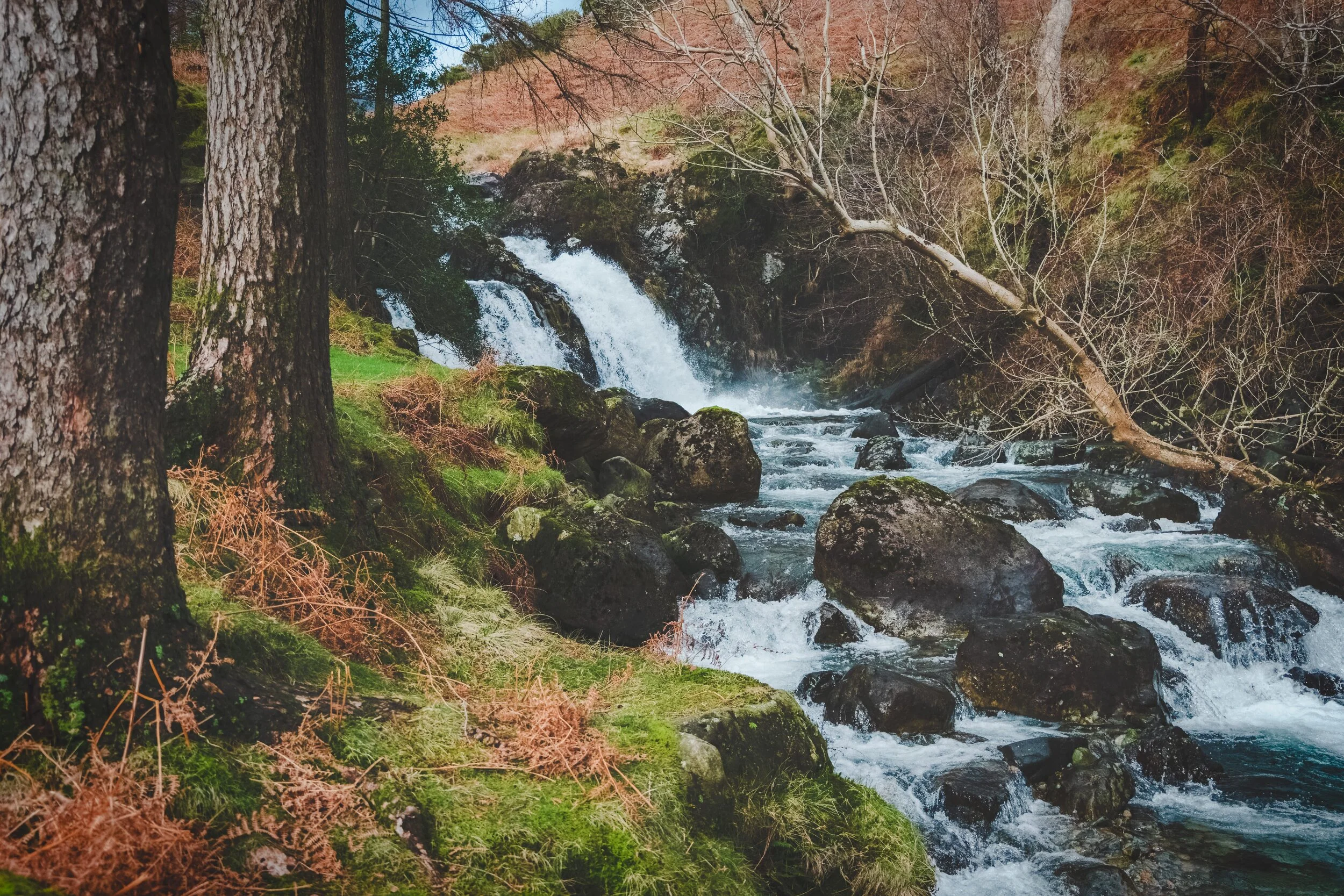 Ritson’s Force, named after the Wasdale Head Inn’s most famous historical landlord, Will Ritson. The falls were very much in spate, their sound thunderous and their colour a wonderful hue of aquamarine.