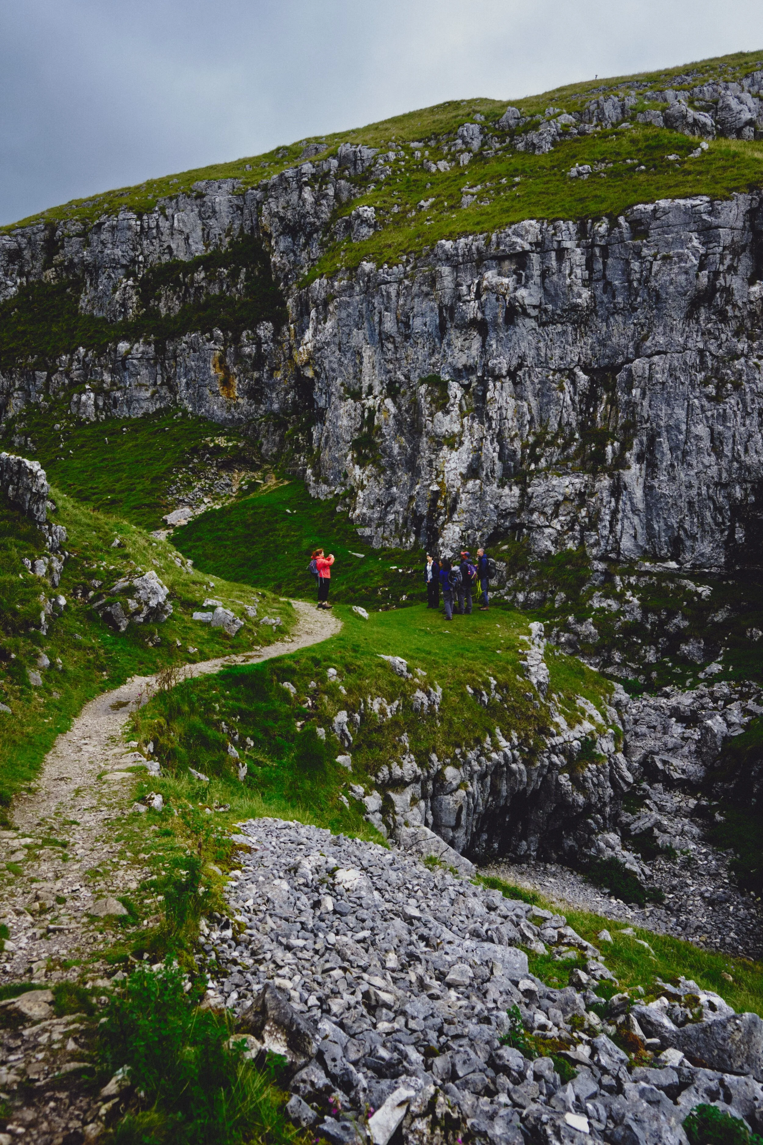 Looking back at some fellow hikers, taking photos at the site of the extinct waterfall.