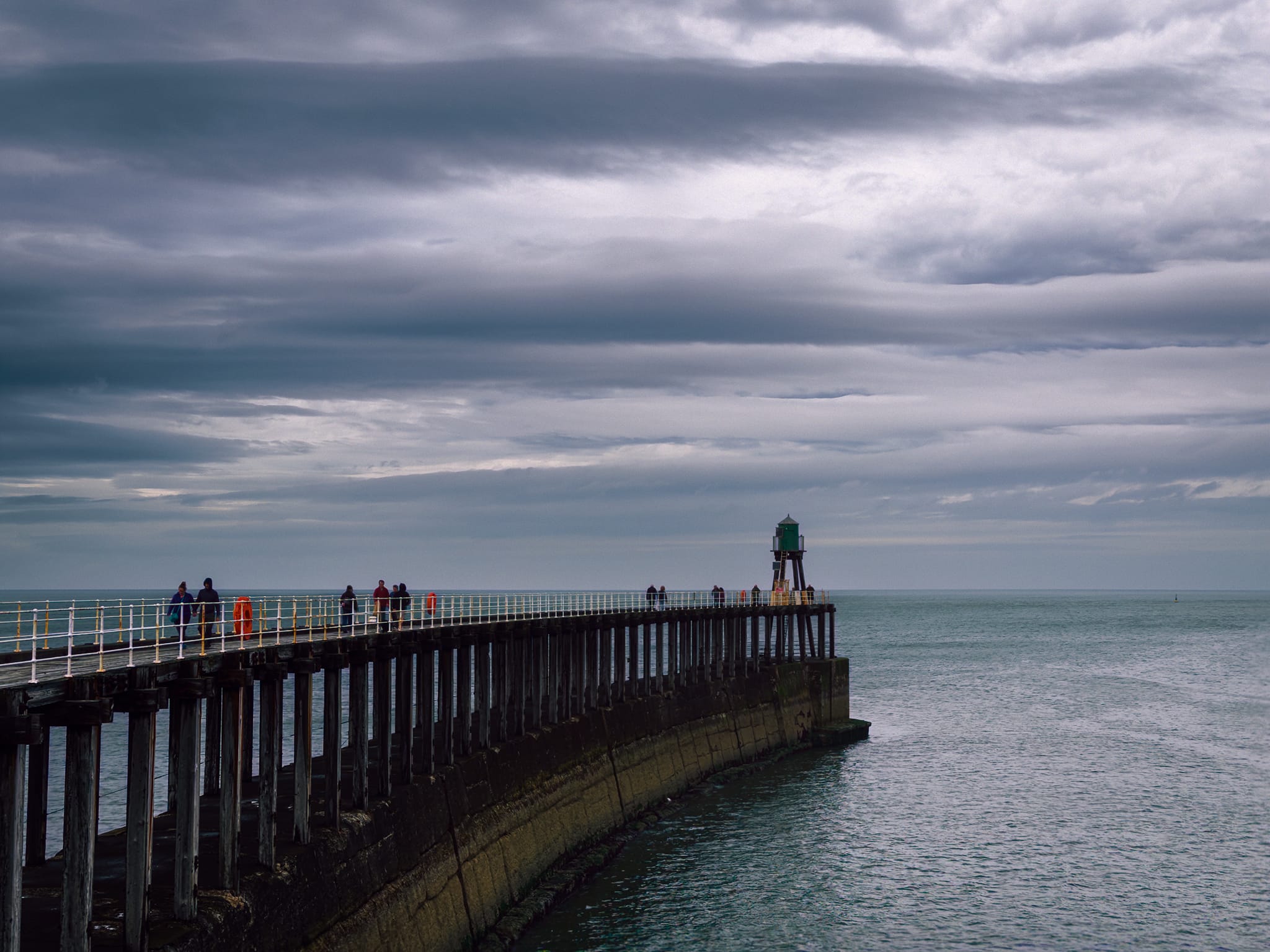 Our first instinct was to head along the West Pier, which juts far out into the North Sea. The arrival of wind and rain gaves us some fantastic cloud layers and formations to shoot with the West Pier Light.